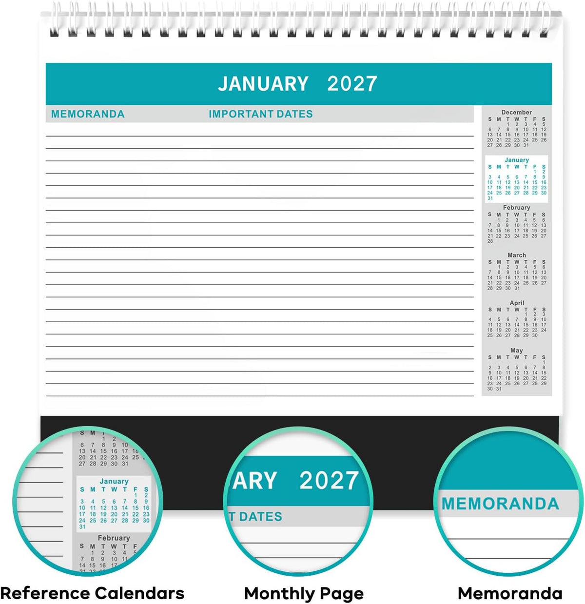 Desk Calendar 2027, 2027 Desk Calendar, 10" x 8.3" Calendar Desk