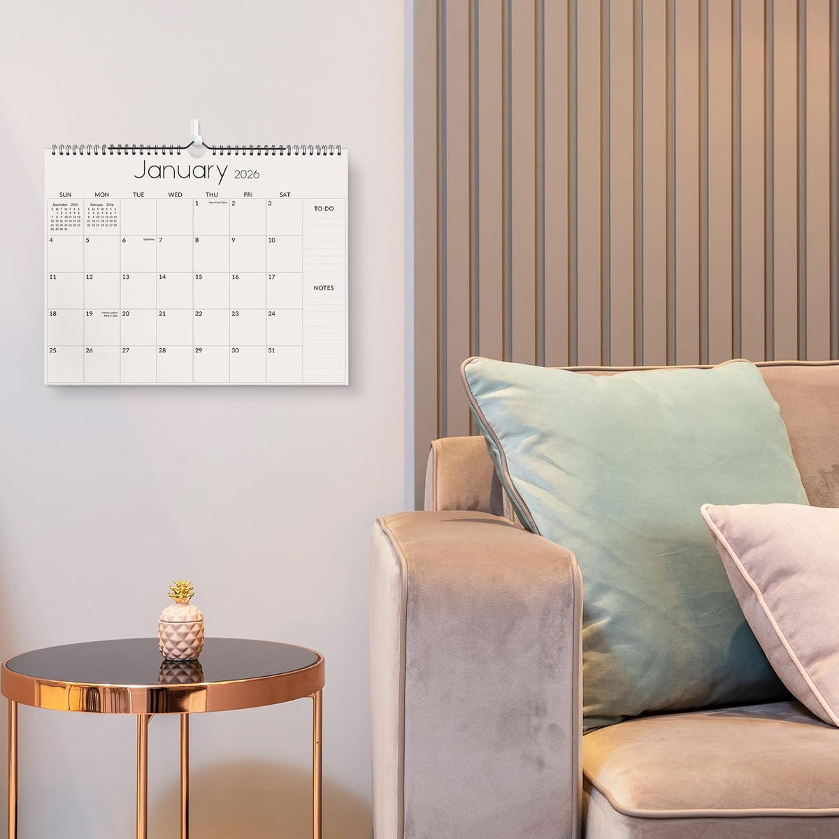 SKYDUE Wall Calendar 2026-2027, Apr. 2026 to Dec. 2027, 21 Months 2026-2027 Wall Calendar with Planner Stickers, 14.5" x 11", Black