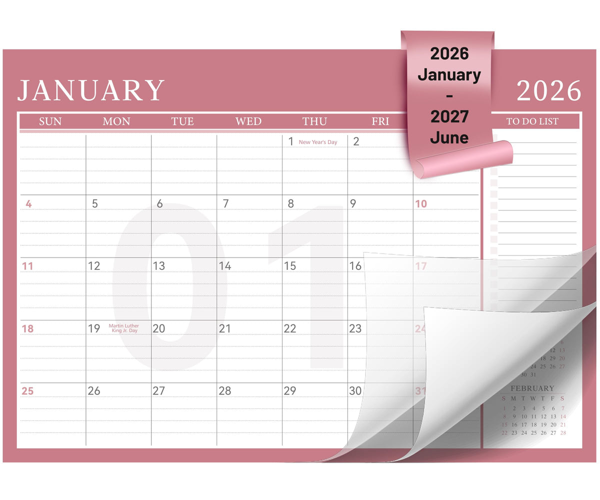 Yoment Desk Calendar 2026 Leather Desk Calendar with to-Do Lists, 13 Months Desk Pad Wall Calendar with Pen Holders PVC Cover for Work Office School Home Women Men, Jan2026-Dec 2026, 17 x 12, Blue