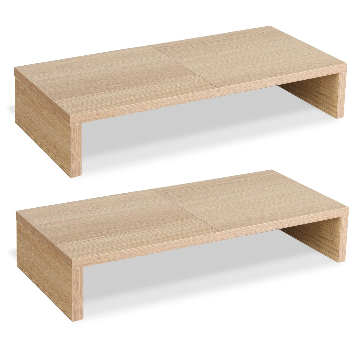 TEAMIX 2-Pack Monitor Stand Riser 20 inch, Wood Desk Computer Shelf, Black