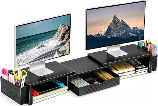 Spacrea Dual Monitor Stand Riser with Drawer and 2 Pen Holders