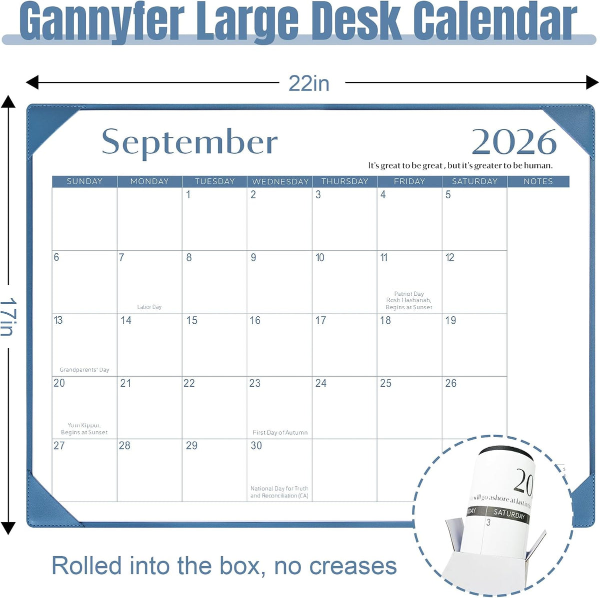 Desk Calendar 2026-2027 with Desktop Mat,22x17'' Large Desktop Pad Calendar