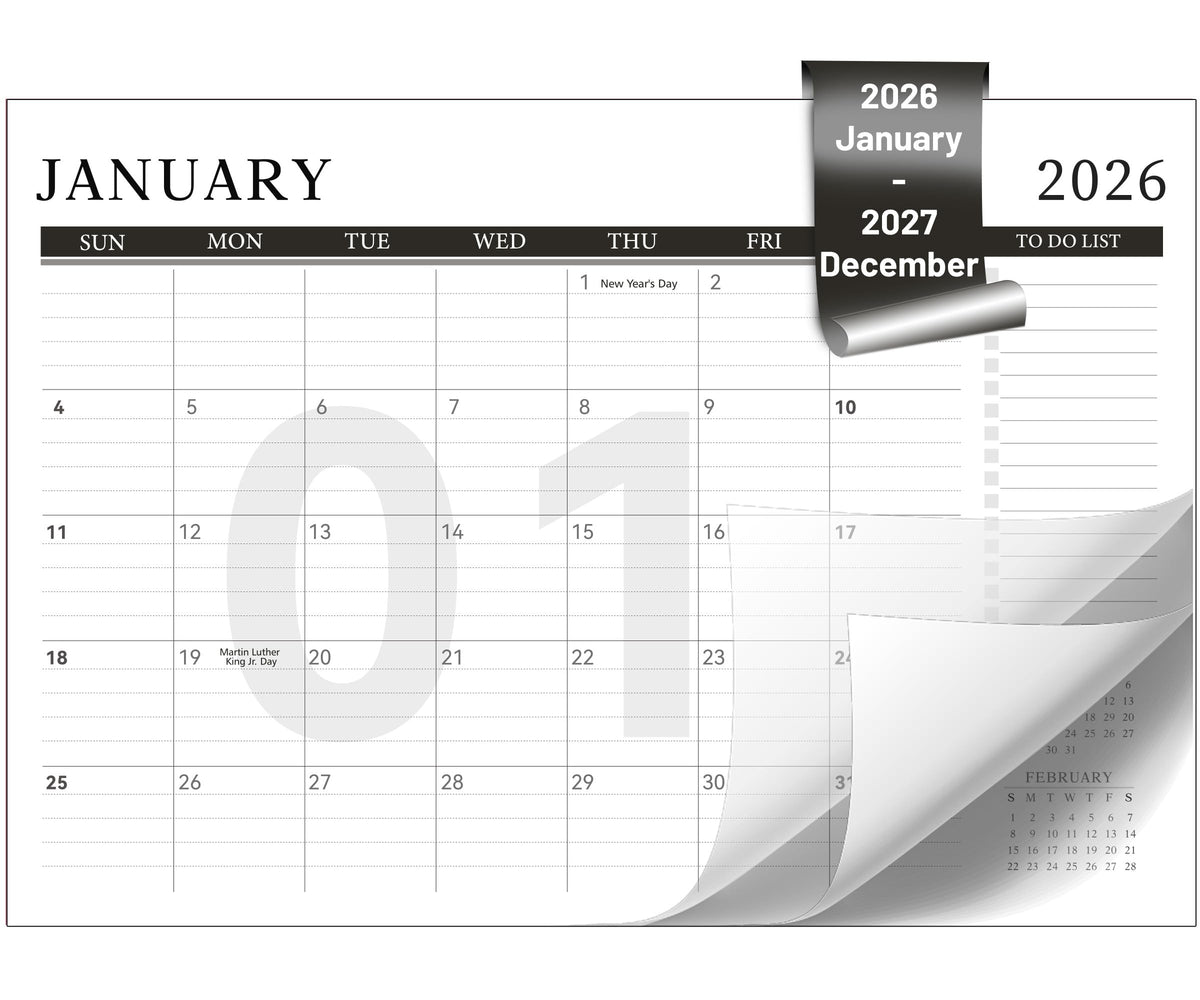 Yoment Desk Calendar 2026 Leather Desk Calendar with to-Do Lists, 13 Months Desk Pad Wall Calendar with Pen Holders PVC Cover for Work Office School Home Women Men, Jan2026-Dec 2026, 17 x 12, Blue