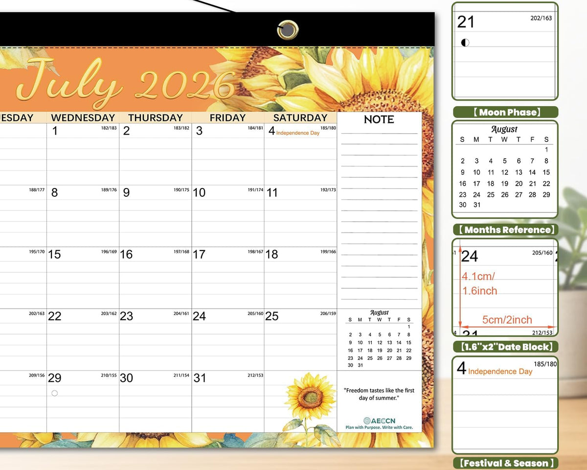 AECCN Desk Calendar 2026-2027, Jul 2026-Dec 2027, 17" x 11.4"