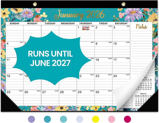 Taja Desk Calendar 2025-2026, Runs from Oct 2025 - Jun 2027, 17" x 12"