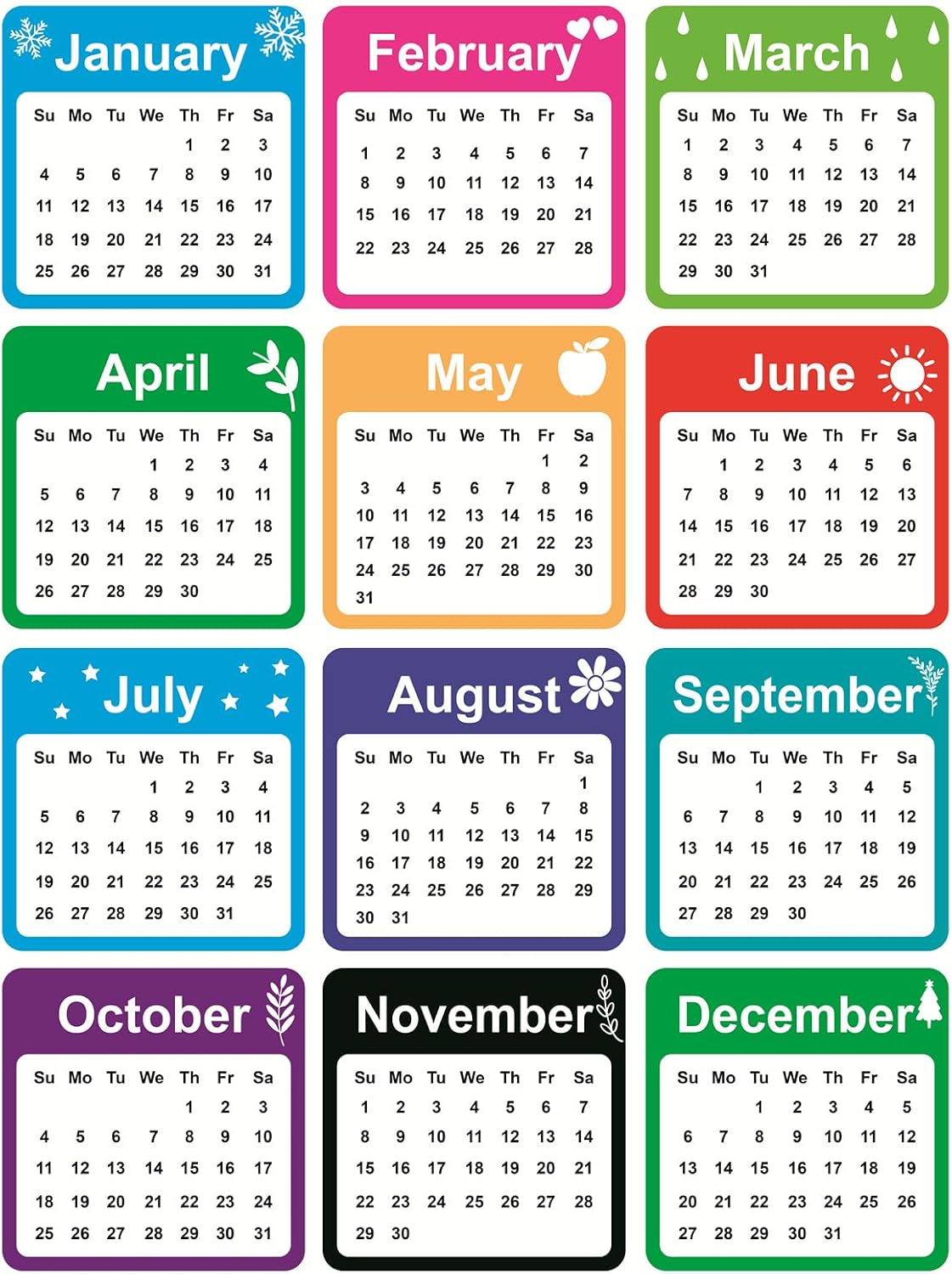 2026 Year Monthly Planner Sticker,60pcs Monthly Planner Sticker for Notebook