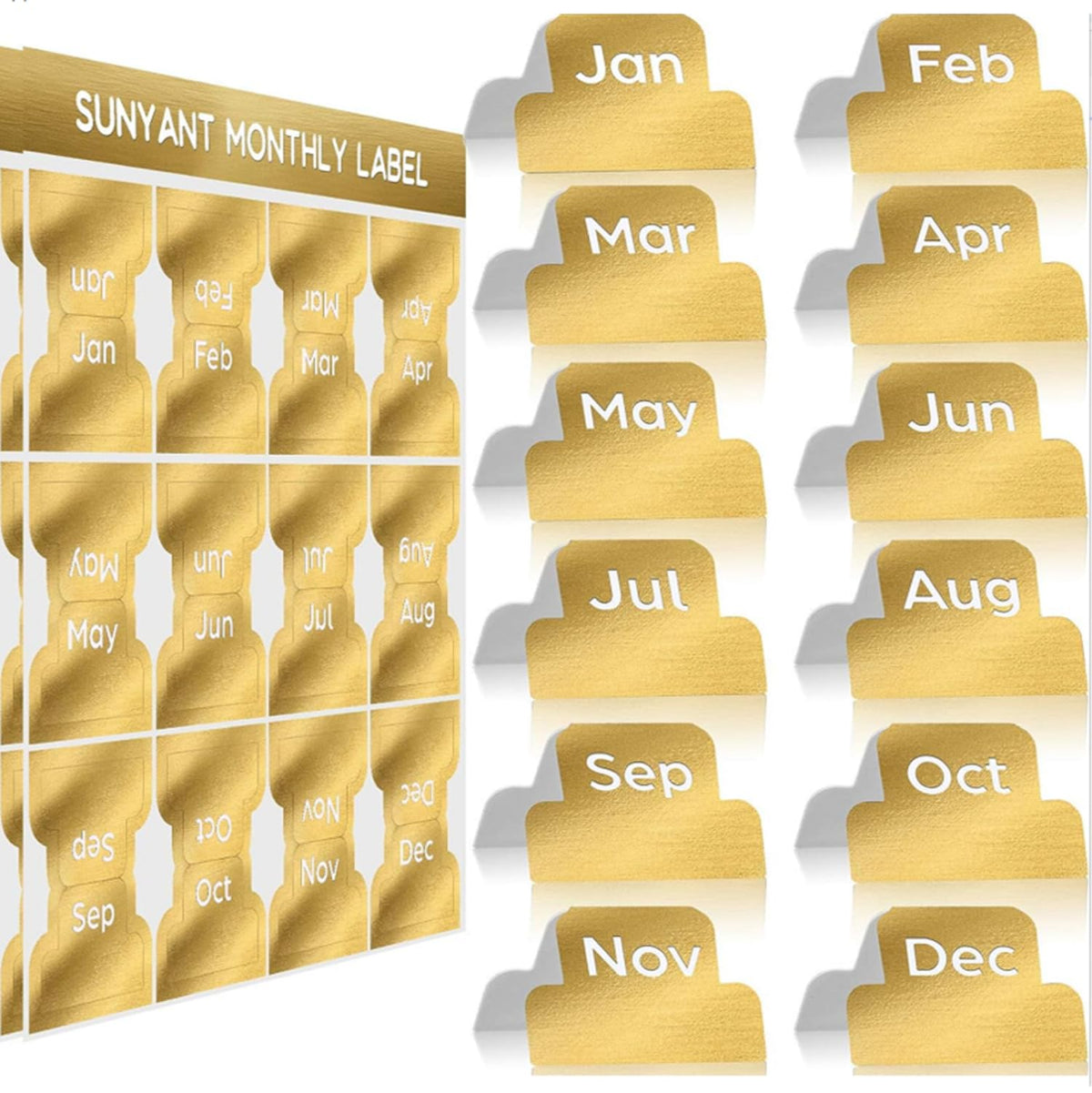 Outus 24 Pcs Monthly Adhesive Tabs for Planner, Black