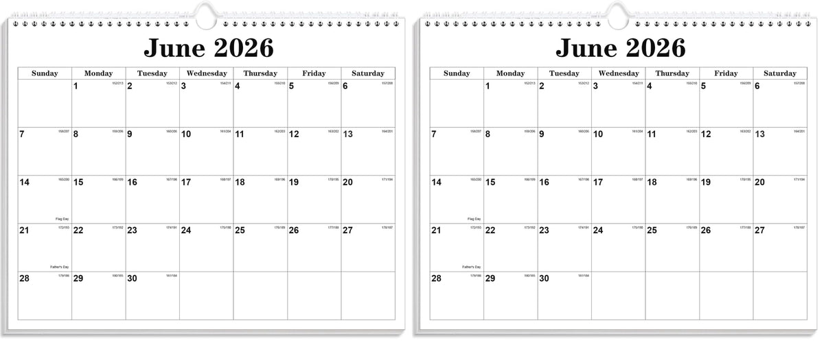 Calendar 2026-27 - Calendar 2026-2027 from July 2026 to December 2027, Spiral Binding Hanging Wall Calendar 2026 for Home/Office, 8.5" x 11", Black