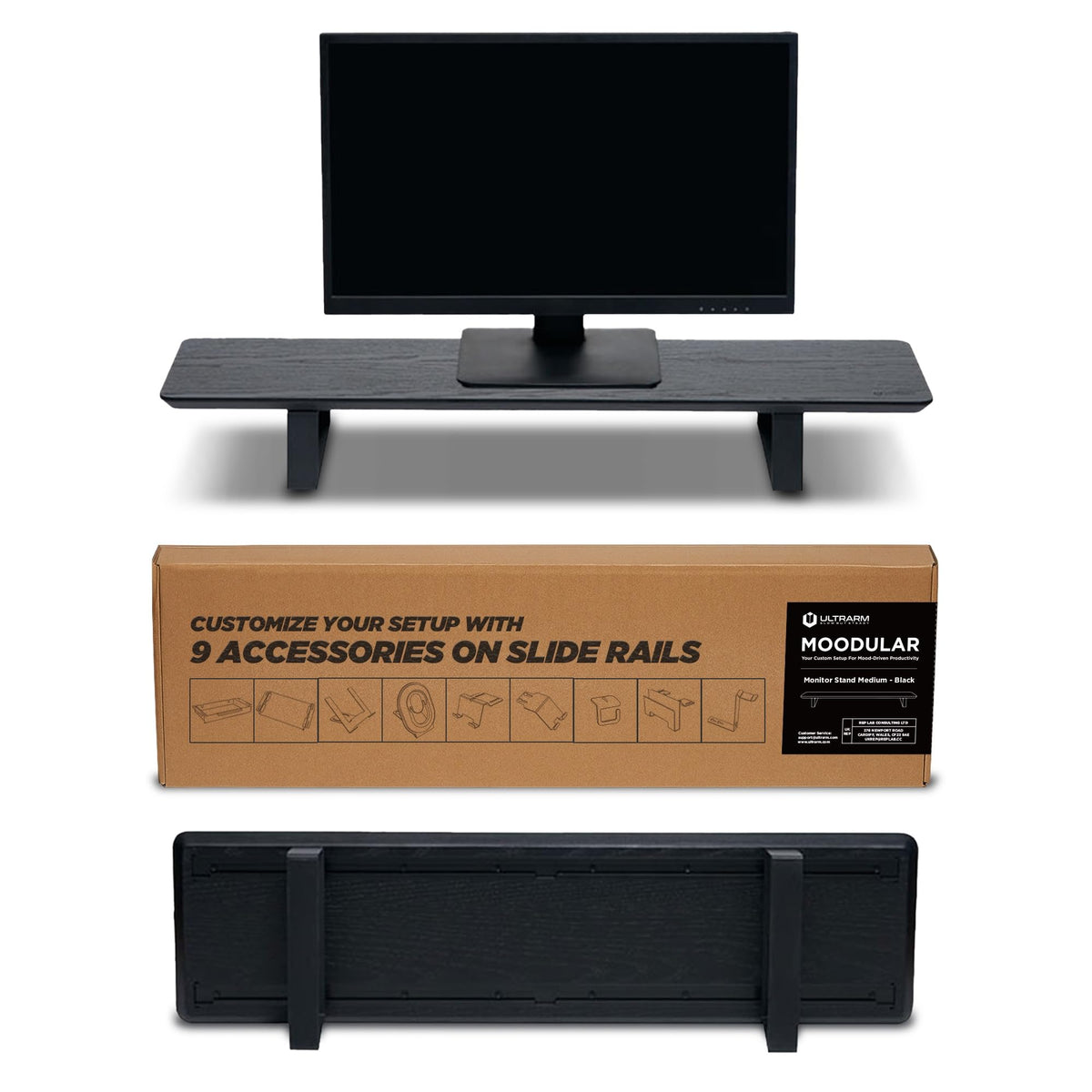 ULTRARM Moodular Wooden Monitor Stand Desk Organizer, Large 45.6" Oak