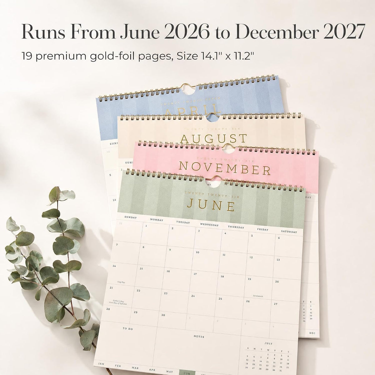 Aesthetic 2026-2027 Wall Calendar - Runs from June 2026 Until December 2027