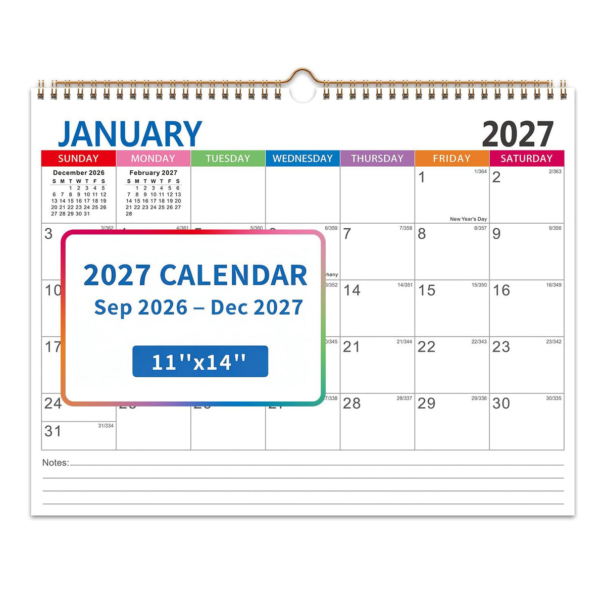 Comix 2026-2027 Wall Calendar, 18 Month Planner for Home Office Classroom