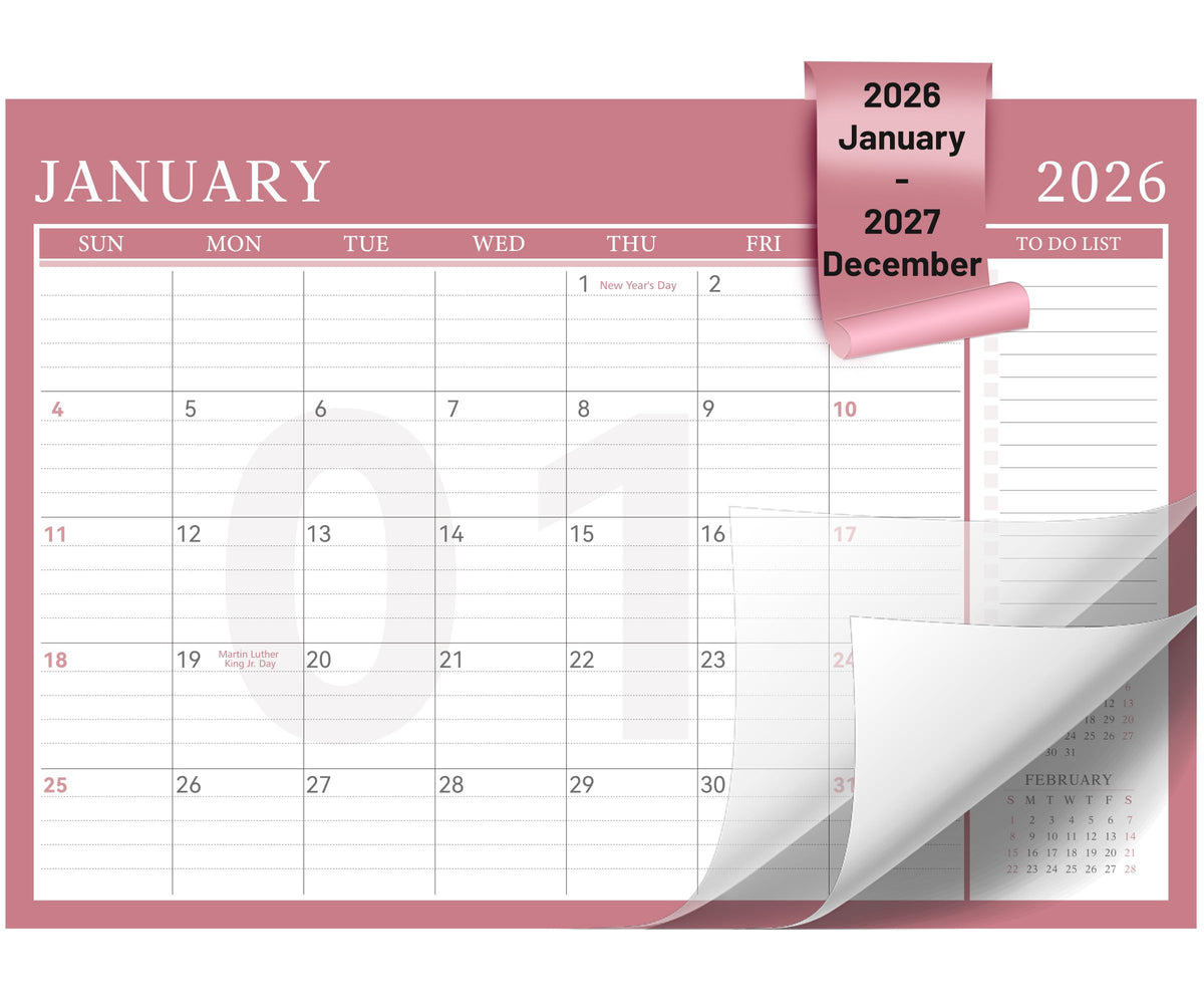 Yoment Desk Calendar 2026 Leather Desk Calendar with to-Do Lists, 13 Months Desk Pad Wall Calendar with Pen Holders PVC Cover for Work Office School Home Women Men, Jan2026-Dec 2026, 17 x 12, Blue