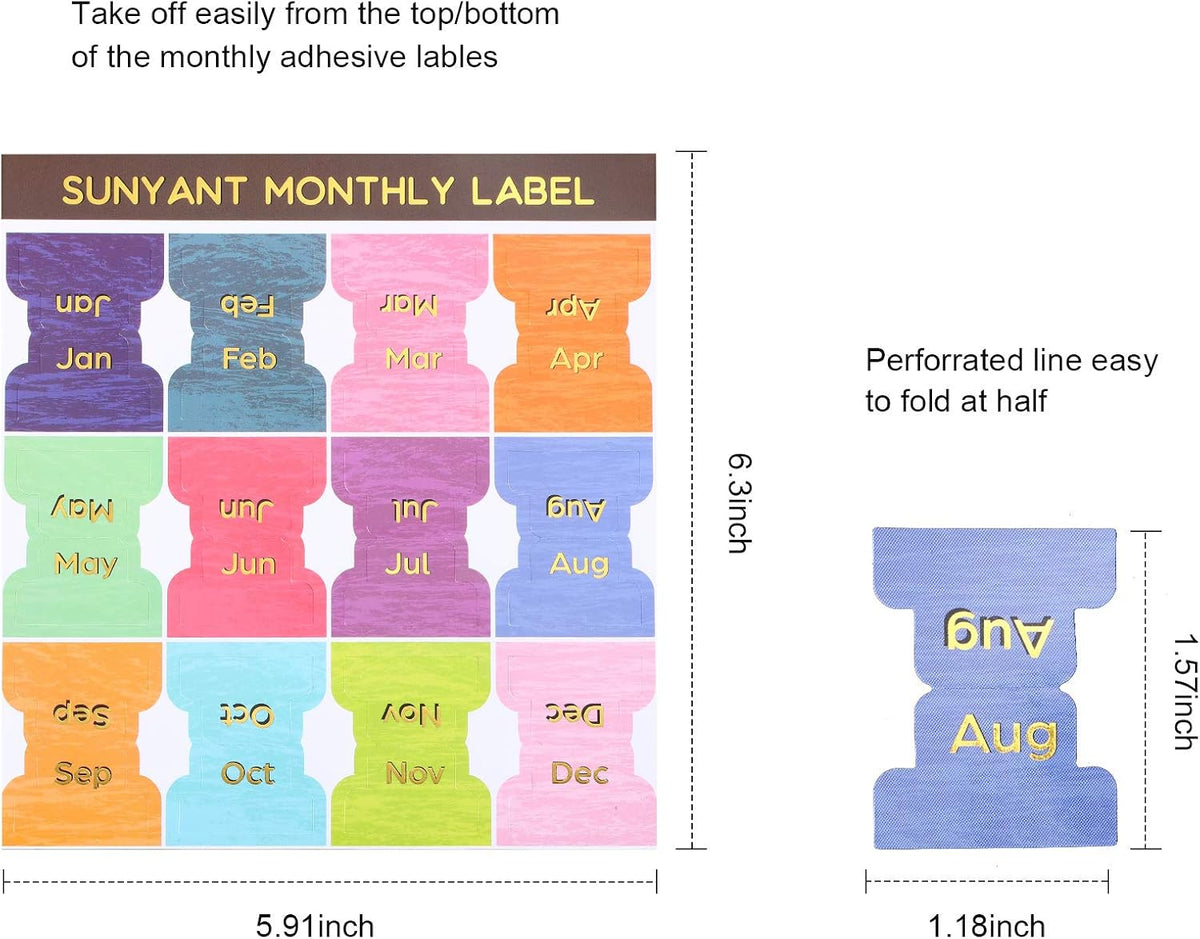 Outus 24 Pcs Monthly Tabs for Planners, Colorful Adhesive Planner Stickers