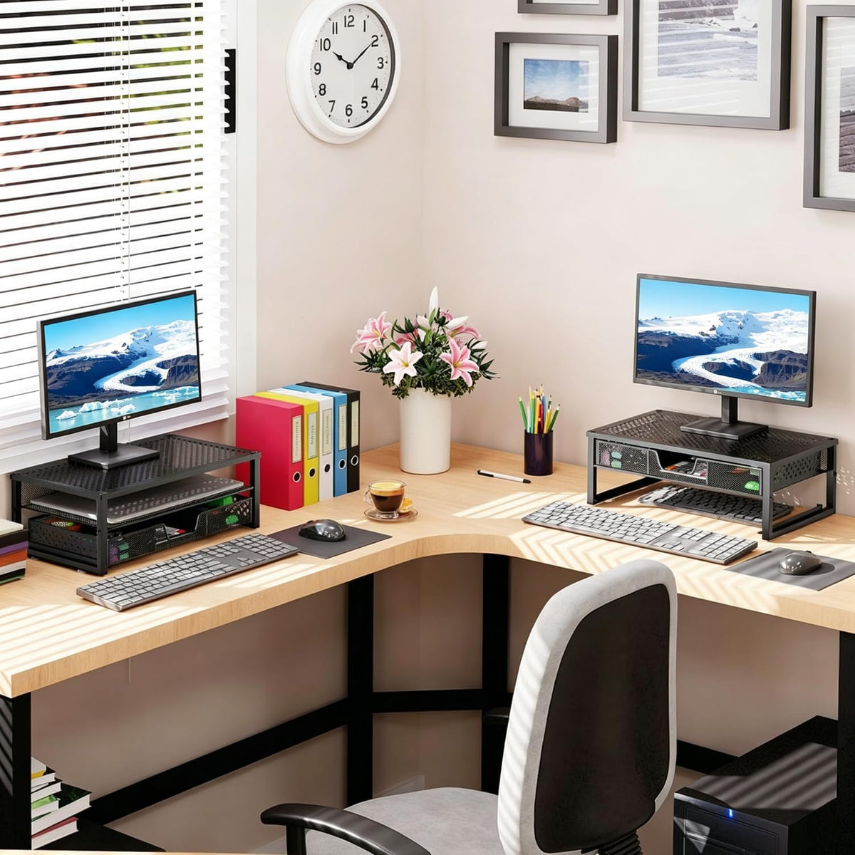 Simple Trending Monitor Stand Riser with Drawer, Laptop Stand for Desk
