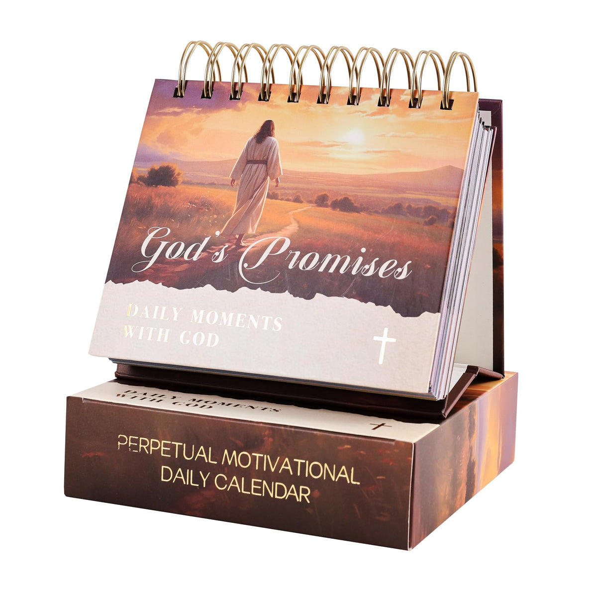 365-Day Inspirational Desk Calendar for Women - Large Coil Bound Motivational Desktop Decorations Calendar with Daily Affirmations - Cute Positive Office Desk Decor Gifts for Women (Beige)