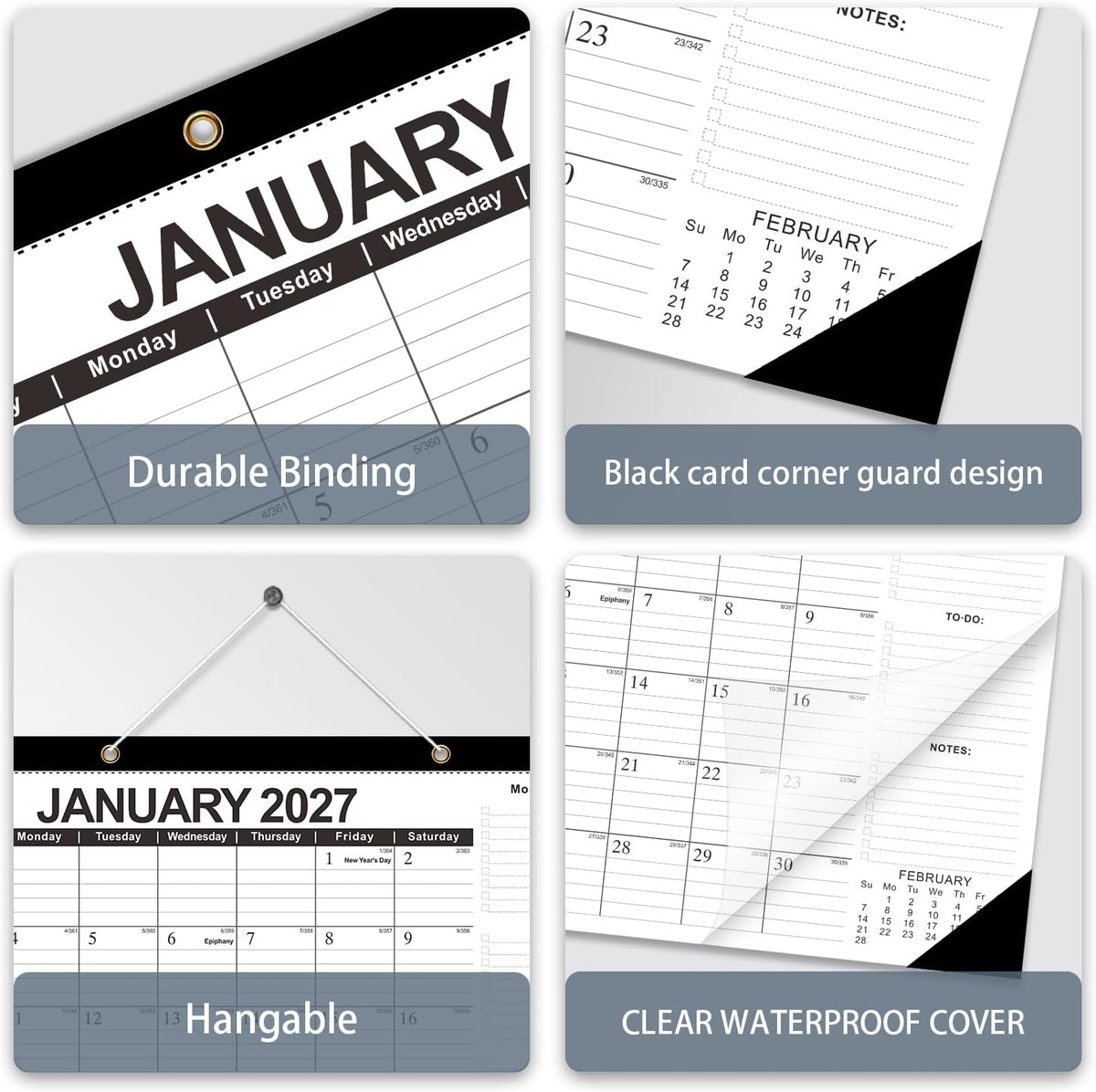 Kyweel 2026-2027 Desk Calendar, 12 Month Desk Calendar/Wall Calendar Combo, 17" x 12", July 2026-June 2027, Highlight Holidays, Planning Calendar, Thick Paper