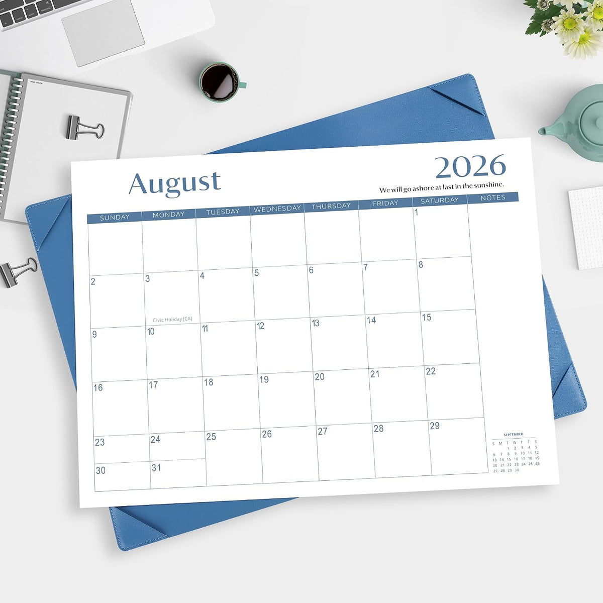Desk Calendar 2026-2027 with Desktop Mat,22x17'' Large Desktop Pad Calendar