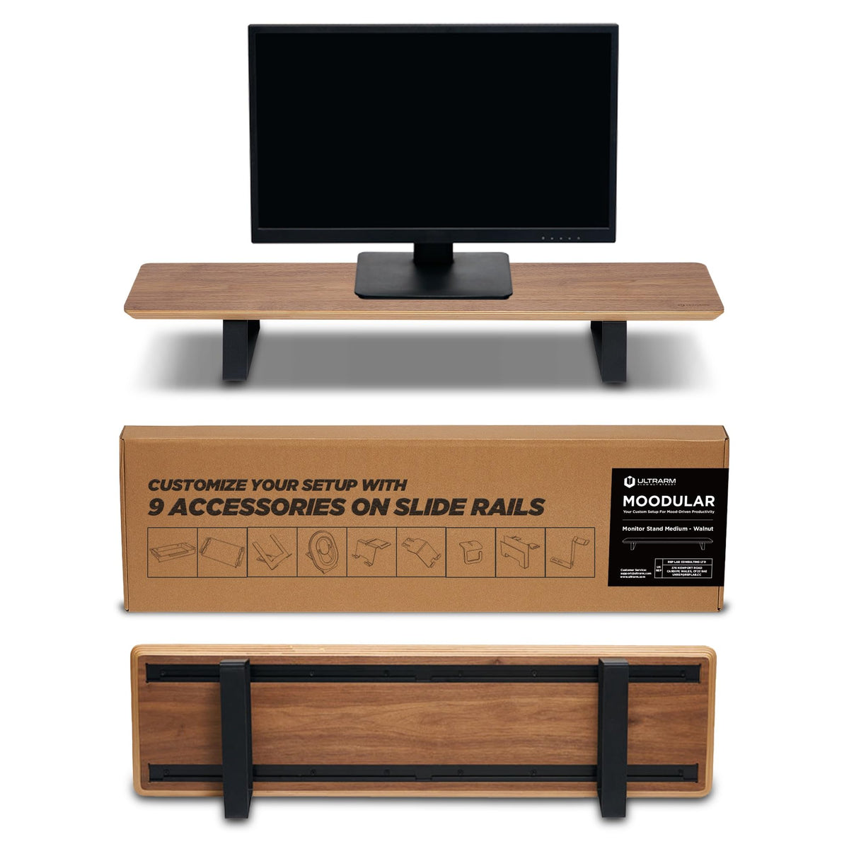 ULTRARM Moodular Wooden Monitor Stand Desk Organizer, Large 45.6" Oak