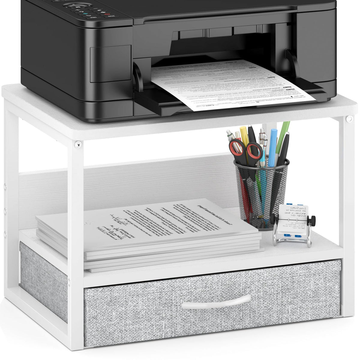 MARTY Desktop Printer Stand with Storage Drawer, Printer Riser for Desk