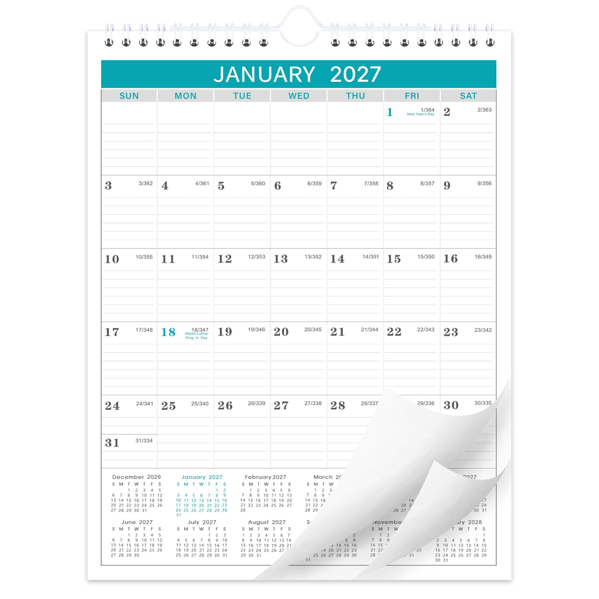 2027 Wall Calendar - 2 Pack Monthly Wall and Desk Calendars, 11"x 8.5"