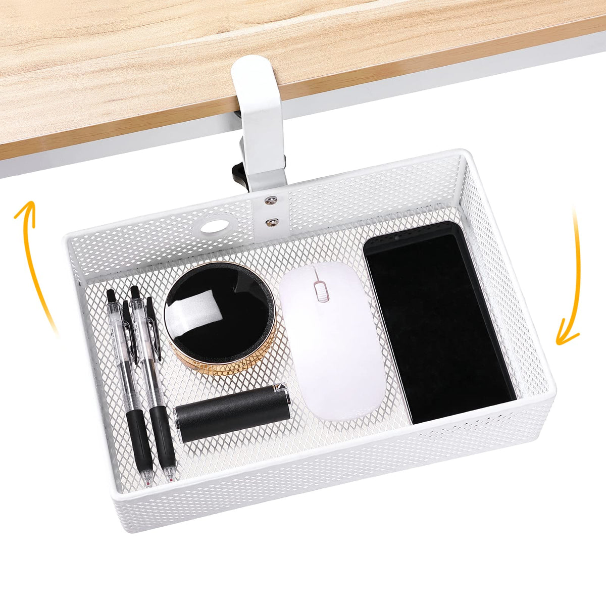 Under Desk Drawer, Clamp on Desk Organizer Slide Out Table Storage No Drill