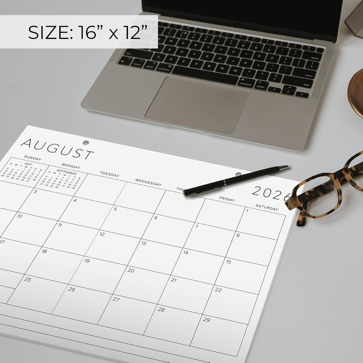 Aesthetic 2026 Desk Calendar - Runs From January 2026 Until July 2027