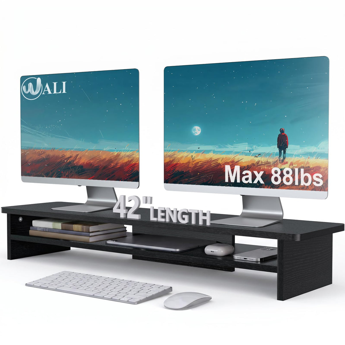 WALI Computer Monitor Stand with Storage and Pen Holder