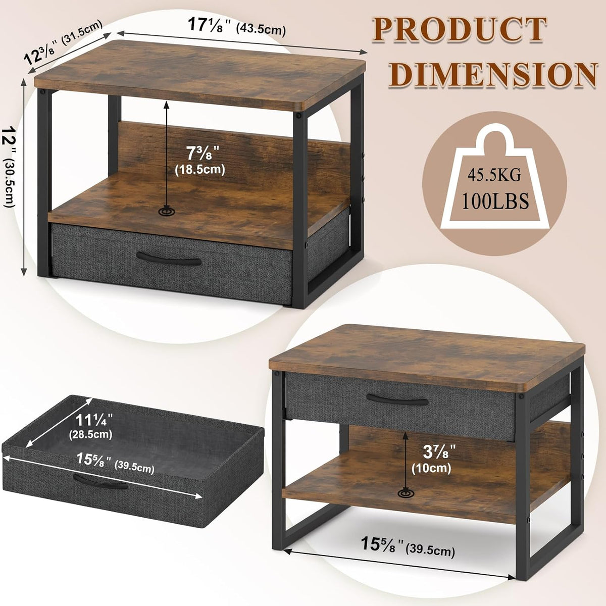 MARTY Desktop Printer Stand with Storage Drawer, Printer Riser for Desk