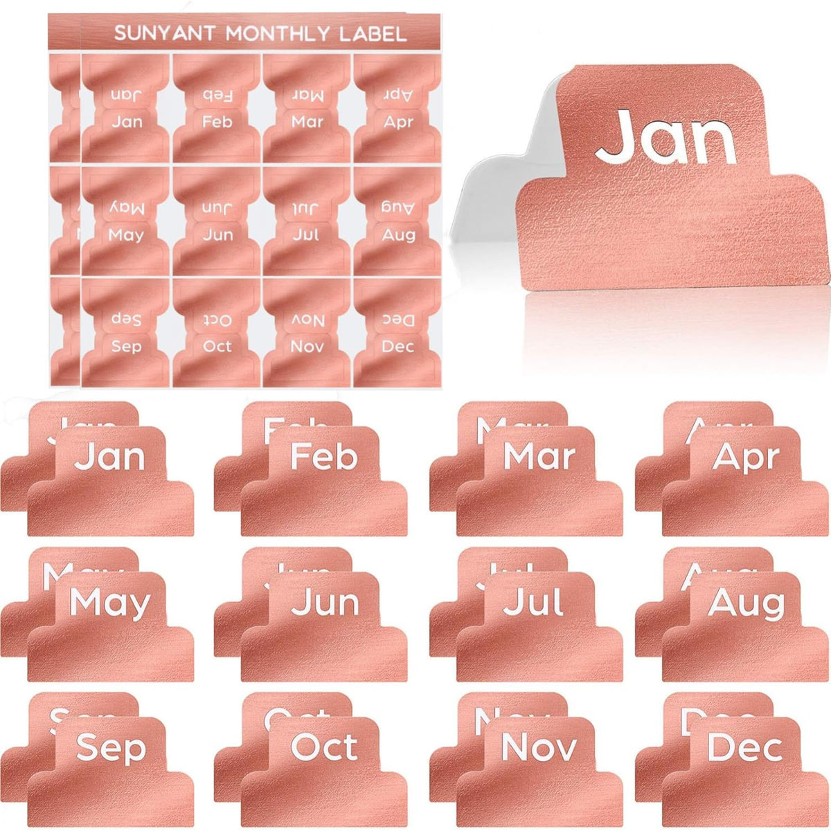 Outus 24 Pcs Monthly Adhesive Tabs for Planner, Black