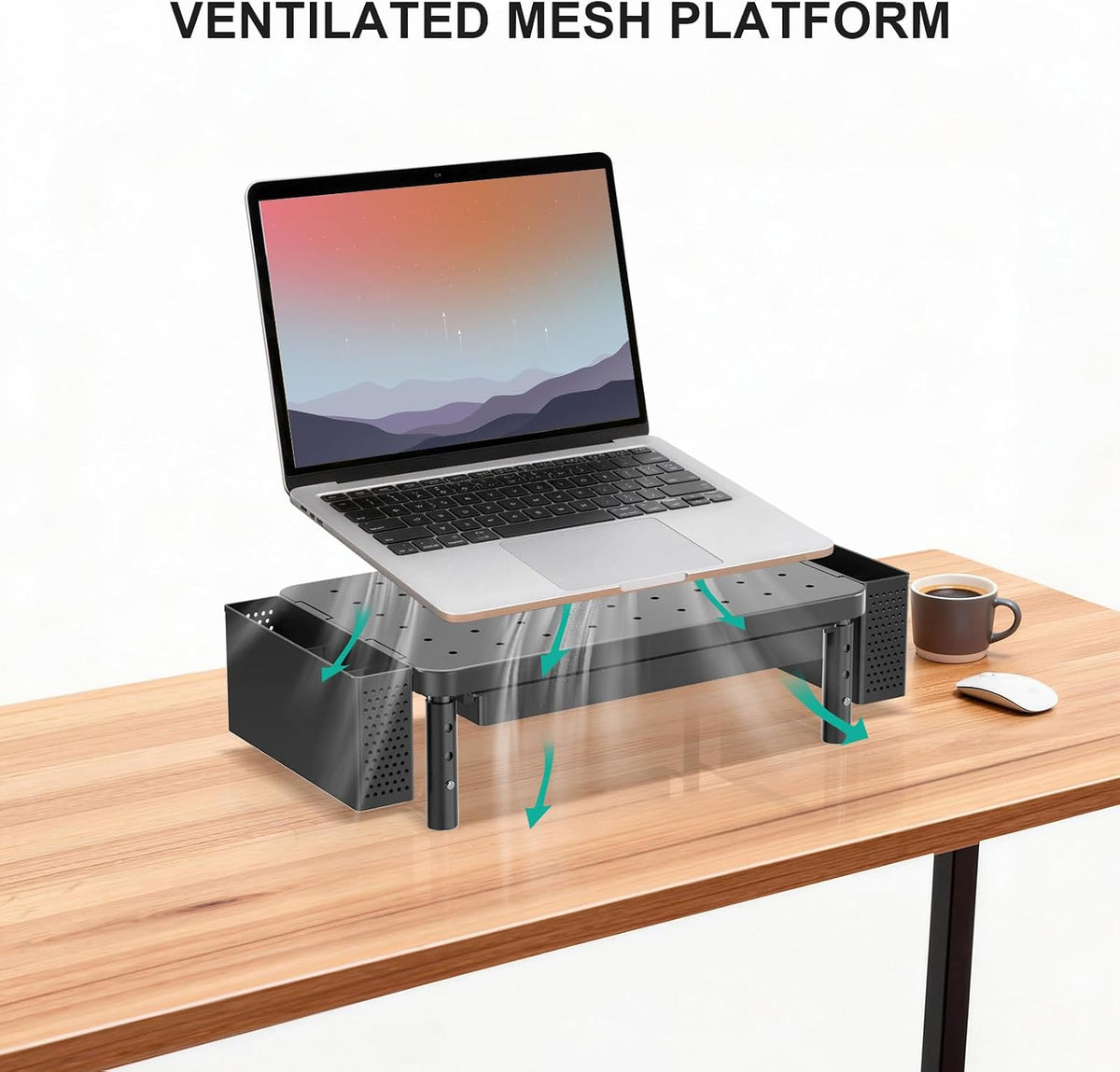 WALI Computer Monitor Stand with Storage and Pen Holder