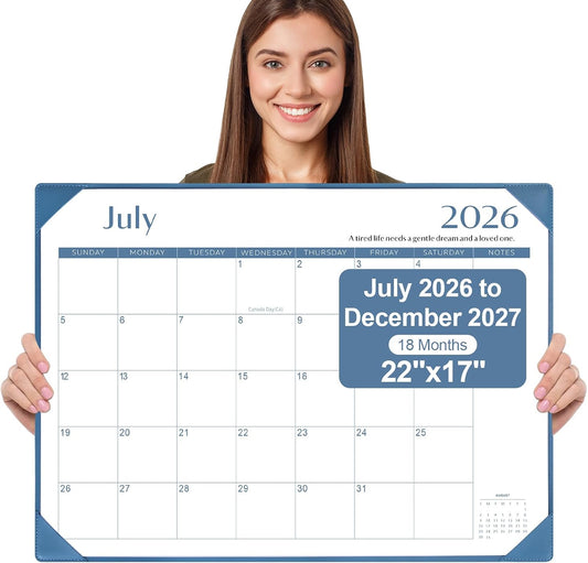 Desk Calendar 2026-2027 with Desktop Mat,22x17'' Large Desktop Pad Calendar