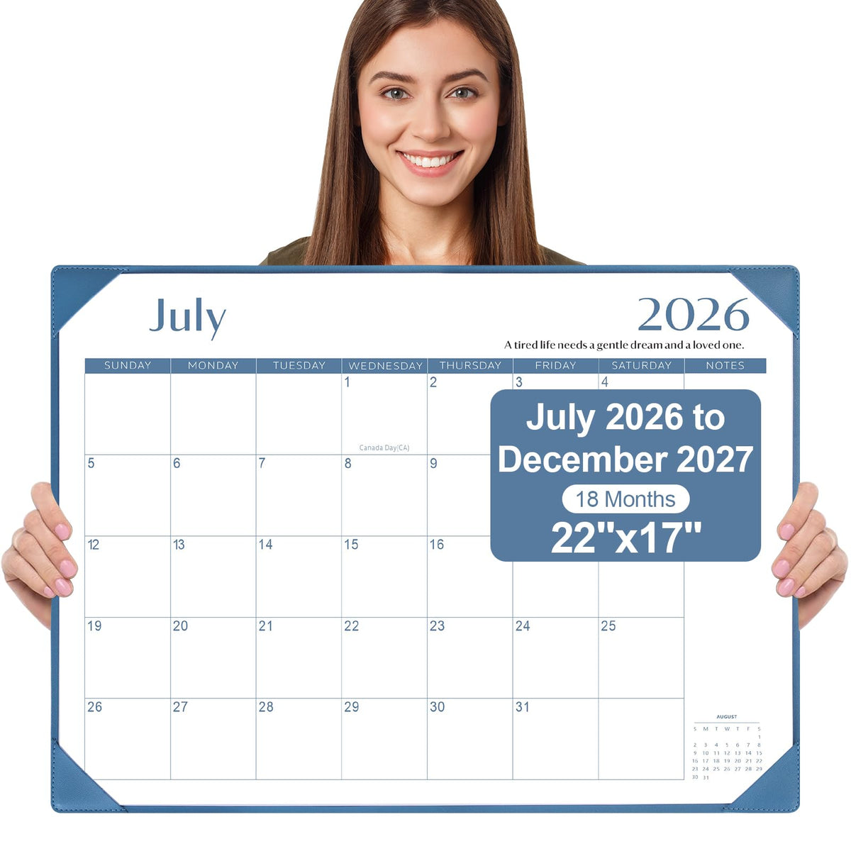 Desk Calendar 2026-2027 with Desktop Mat,22x17'' Large Desktop Pad Calendar