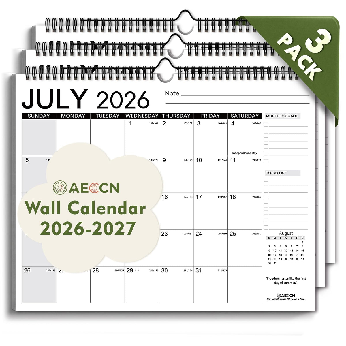 AECCN Wall Calendar 2026-2027, Jul 2026-Dec 2027, 14.4'' x 11.4''
