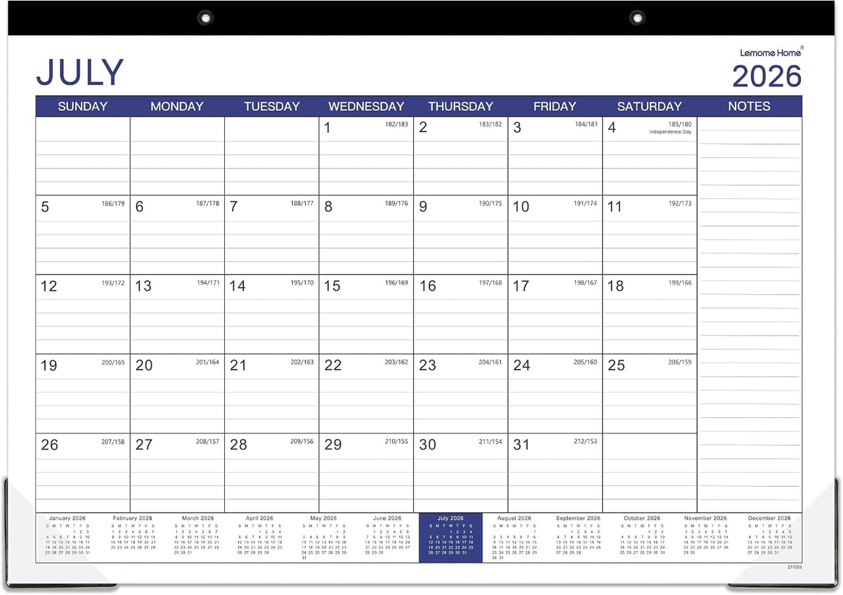 Desk Calendar 2026-2027, Jul. 2026 - Dec. 2027, 17" x 12"