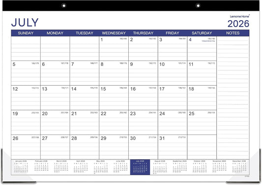 Desk Calendar 2026-2027, Jul. 2026 - Dec. 2027, 17" x 12"