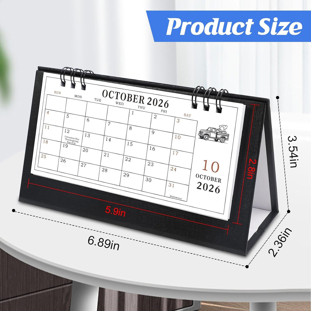 Desk Calendar 2026-2027, Small Standing Flip Calendar, Aug 2026 to Dec 2028