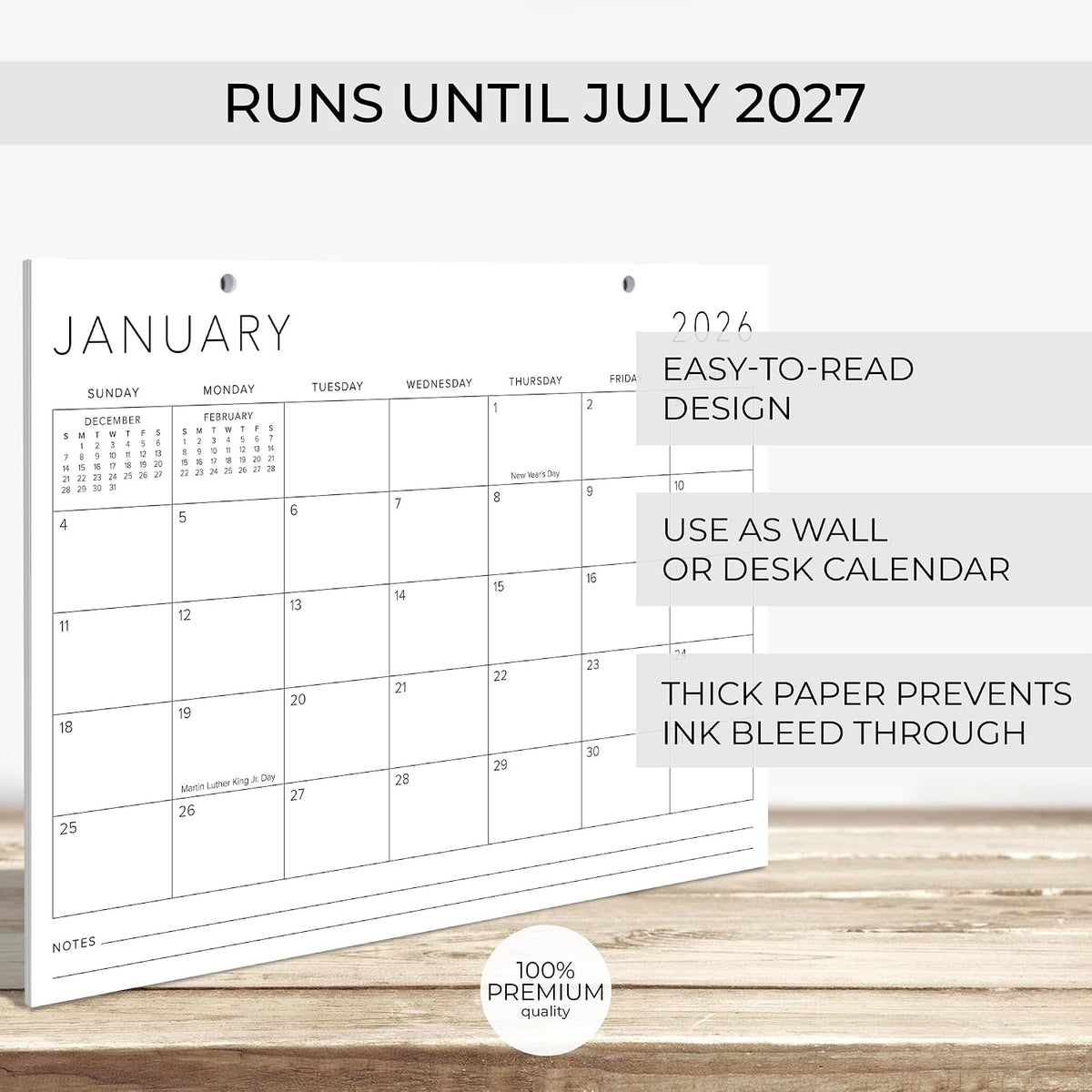 Aesthetic 2026 Desk Calendar - Runs From January 2026 Until July 2027