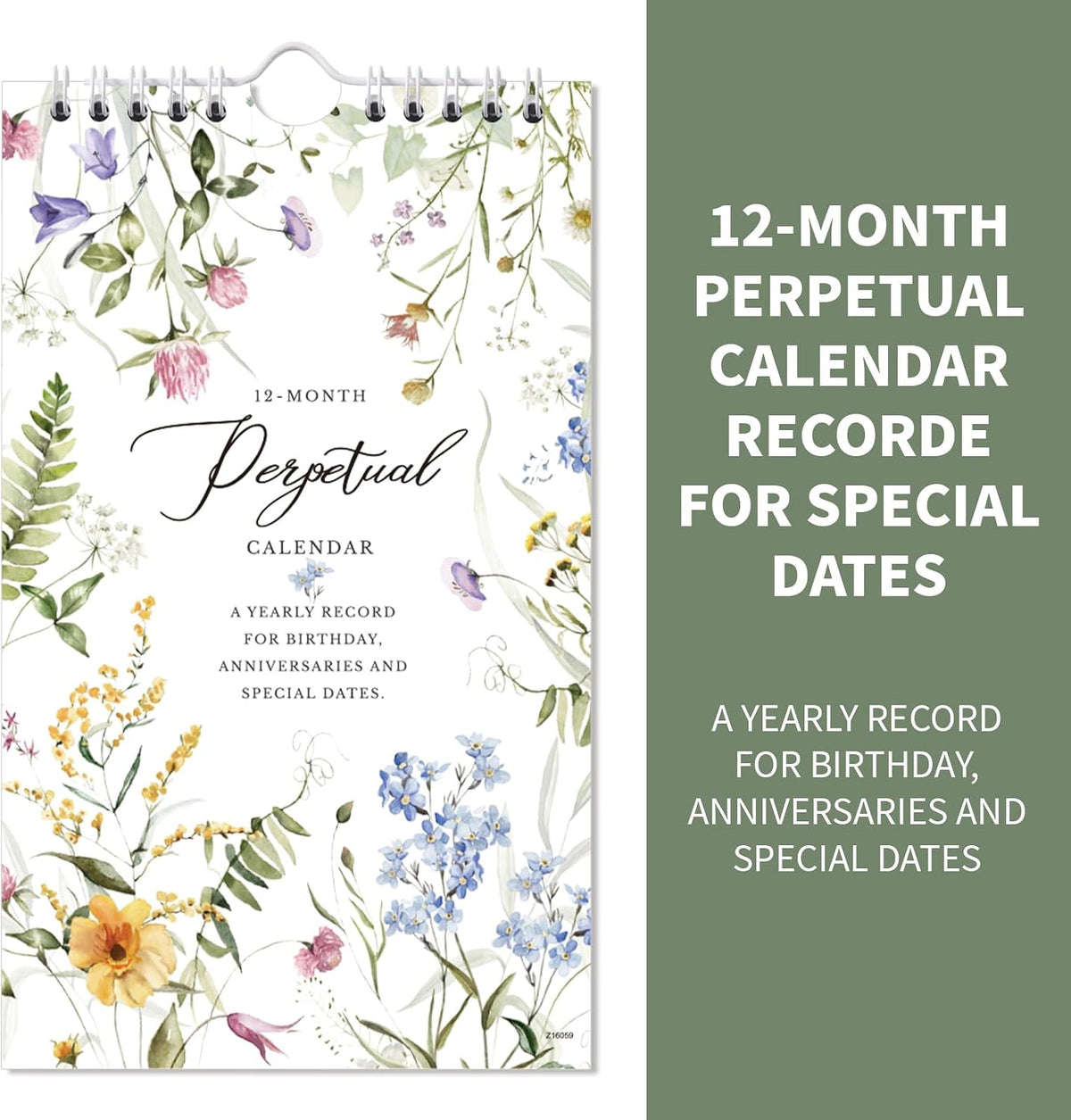 Perpetual Calendar - Undated Calendar 12-Month, 6'' x 10'',Thicker Paper