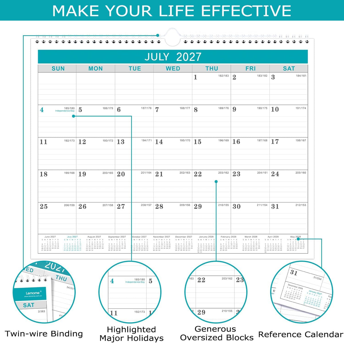 Calendar 2027, 12 Months from January 2027 to December 2027