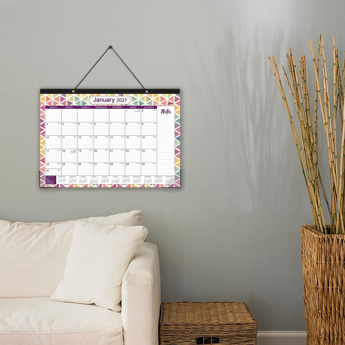 2027 Desk Calendar - Jan 2027 to Dec 2027 - Large Desk Calendar 2027, 17" x 12", Large Ruled Blocks, to-do List & Notes, Corner Protectors, Office Supplies Calendar for Planning