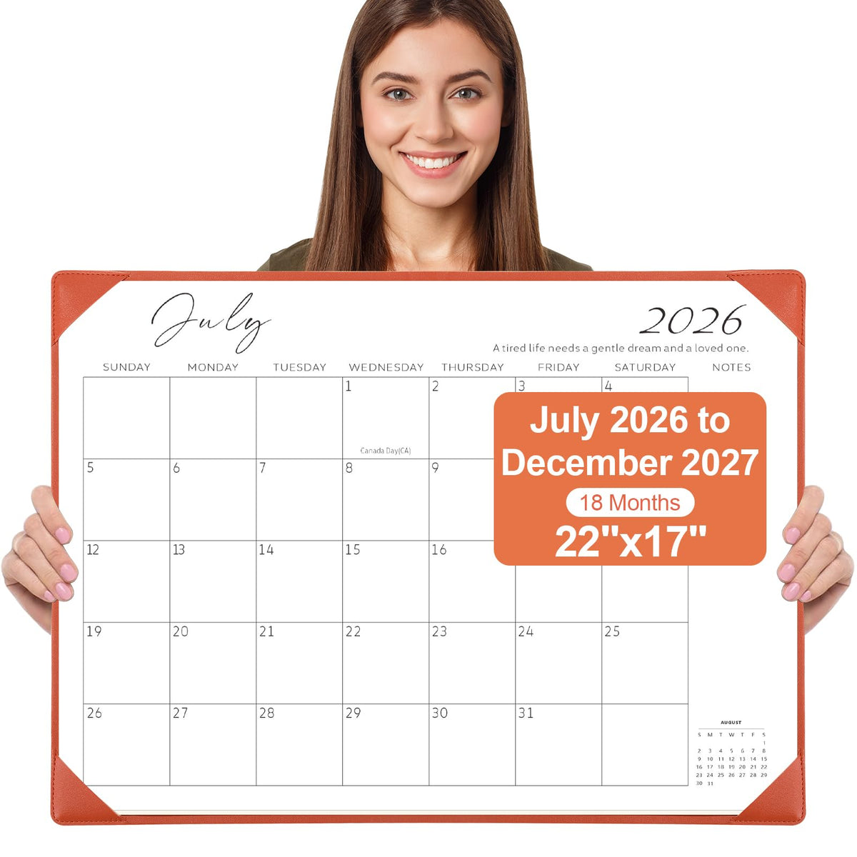 Desk Calendar 2026-2027 with Desktop Mat,22x17'' Large Desktop Pad Calendar