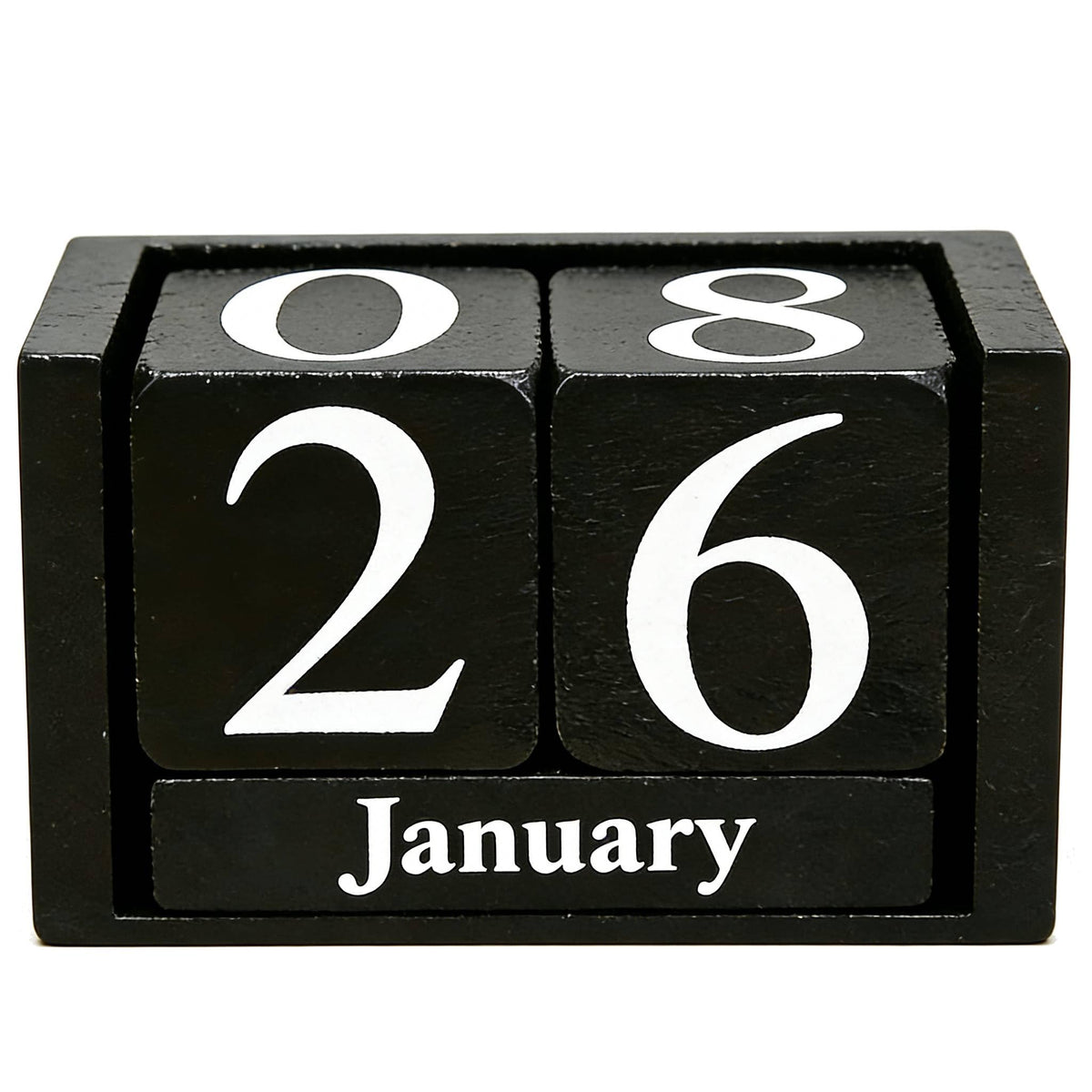 Notakia Black Wooden Block Calendar, Perpetual Desk Calendar, Stylish and Durable Block Calendar for Home and Office