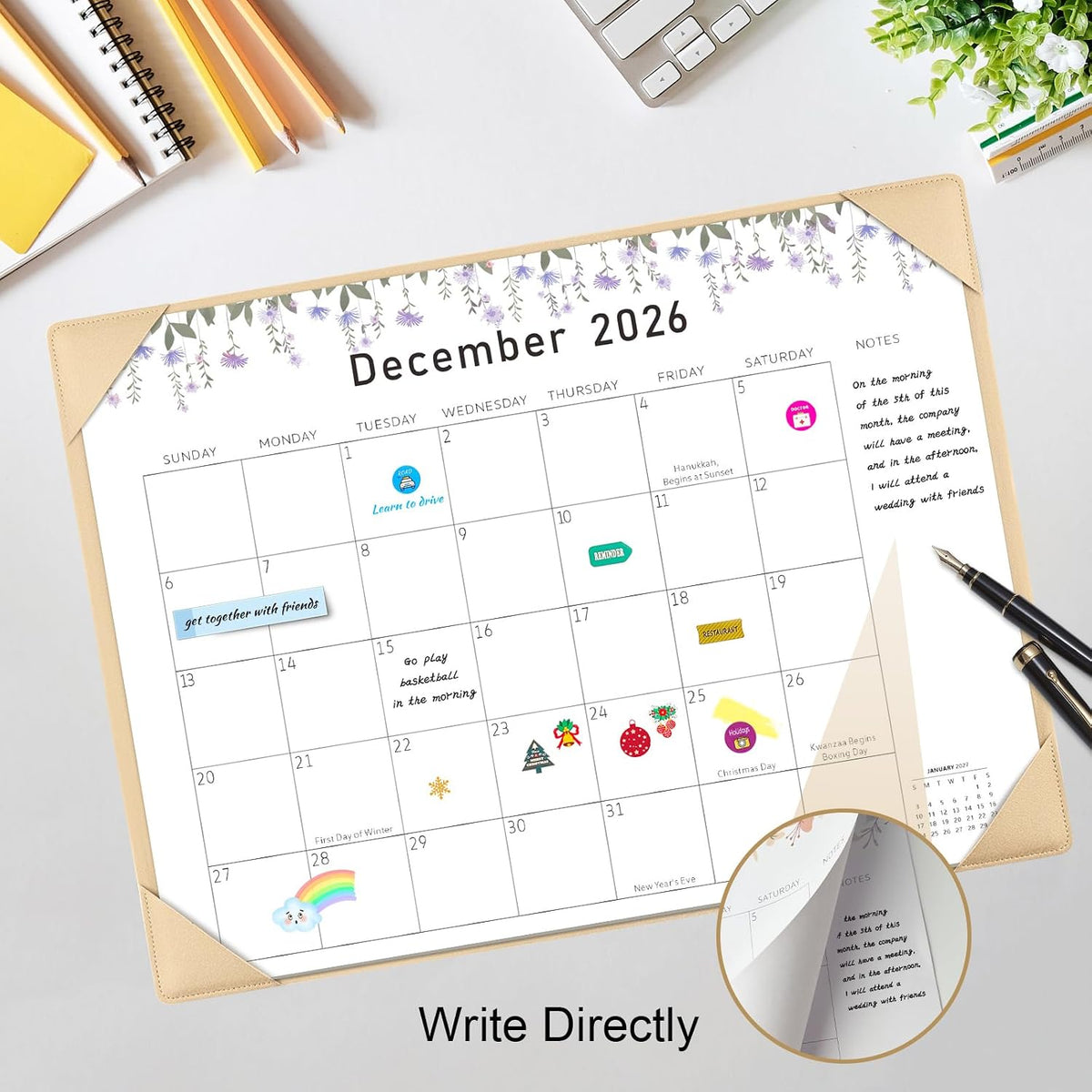 Desk Calendar 2026-2027 with Desktop Mat,22x17'' Large Desktop Pad Calendar