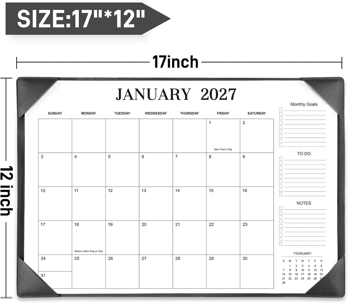 Desk Calendar 2026-2027 with Desk Mat – 17" x 12" Desk Pad Calendar Runs from July 2026 to December 2027, Office Supplies Desktop Monthly Calendar for Home & Office