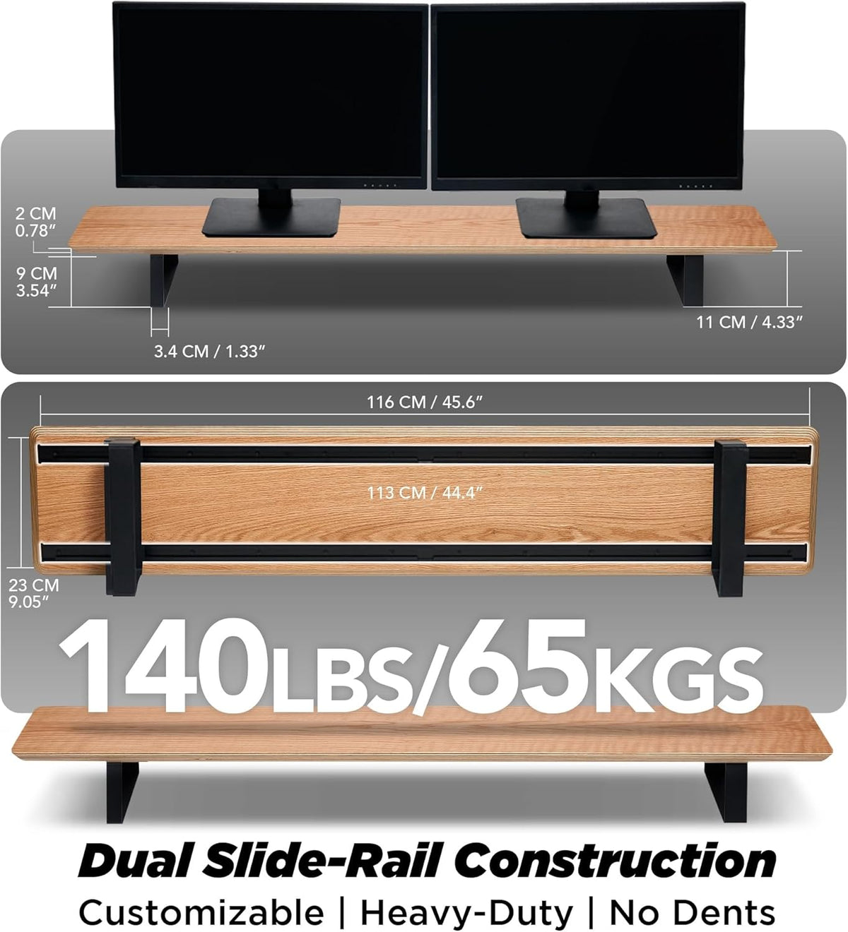 ULTRARM Moodular Wooden Monitor Stand Desk Organizer, Large 45.6" Oak