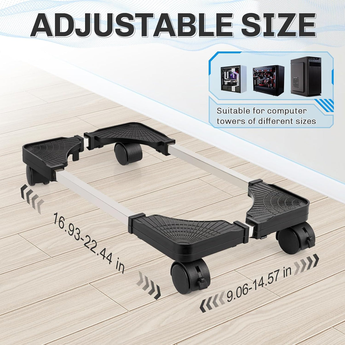 Liitrton Mobile CPU Stand Adjustable Computer Tower Stand Fits Most PC
