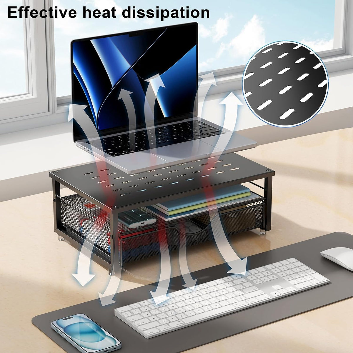 Computer Monitor Stand Riser with Drawer
