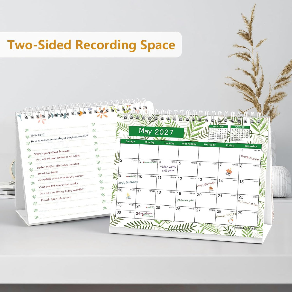 Desk Calendar 2026-2027, Monthly Desktop Calendar(Oct. 2026 - Dec. 2027)
