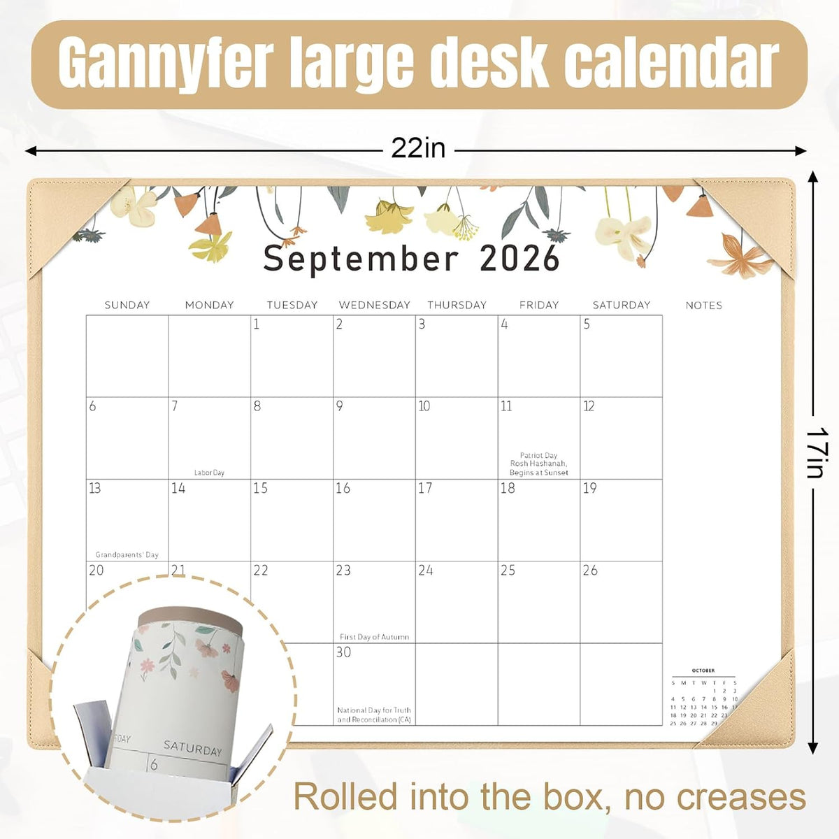 Desk Calendar 2026-2027 with Desktop Mat,22x17'' Large Desktop Pad Calendar
