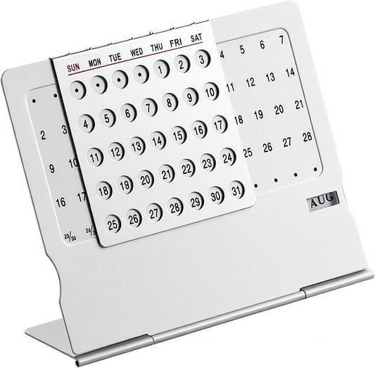 Li&Zhao Mini Desktop Perpetual Calendar - Durable Stainless Steel Portable Desk Organizer Elegant Perpetual Desk Calendar for Home, Office, Modern Perpetual Calendar Desk Accessory Adjustable Design